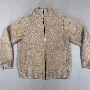 L.L. Bean Tan Marled Full-Zip Wool Blend Cardigan
